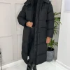 Black 2 in 1 Puffer Coat With Detachable Sleeves