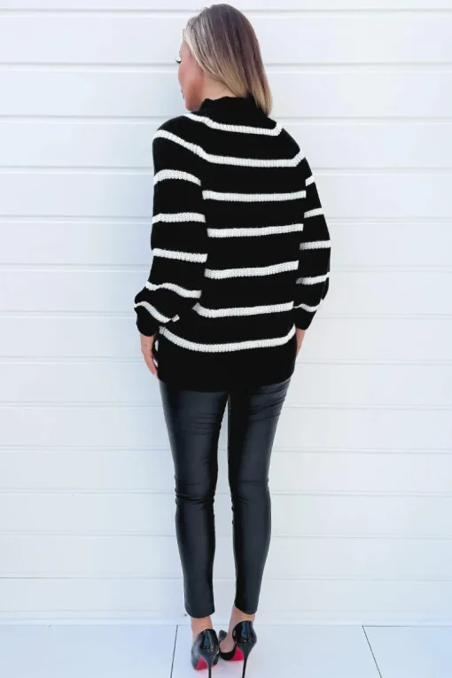 Black And Cream Oversized Stripe Knit Jumper