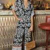 Black And Cream V-Neck Jumpsuit