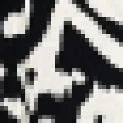 Black And White Abstract Print Racer Neck Frill Hem Midi Dress