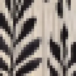 Black And White Leaf Print Tie Neck Shirred Top Smock Midi Dress