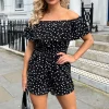 Black And White Polka Dot Bardot Playsuit
