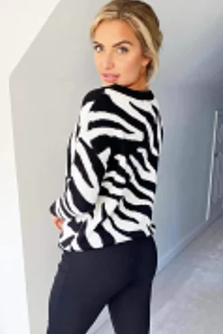 Black And White Zebra Knitted Jumper
