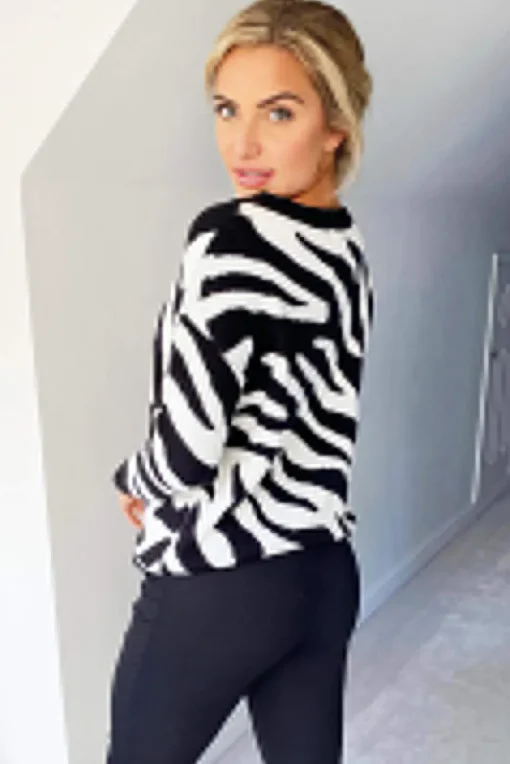 Black And White Zebra Knitted Jumper