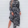 Black Animal Print High Low Skirt Midi Dress