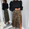 Black Butterfly Printed Skirt 2 in 1 Midi Dress