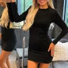 Black Diamante Sparkle Long Sleeve Mini Dress