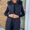Black Faux Fur Hooded Gilet