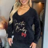 Black Fluffy Santa Baby Sequin Jumper