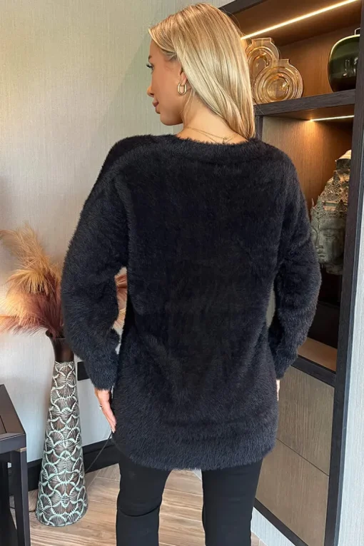 Black Fluffy Santa Baby Sequin Jumper