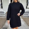 Black High Neck Knitted Jumper Dress