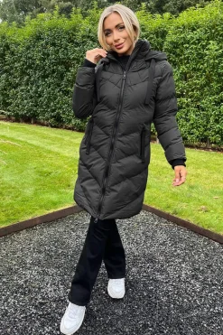 Black Long-Line Padded Coat
