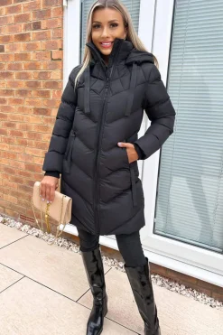 Black Long-Line Padded Coat