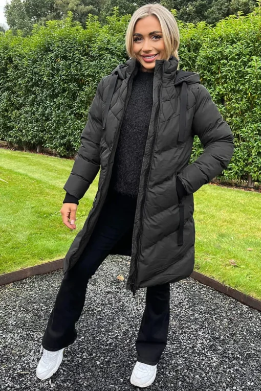 Black Long-Line Padded Coat