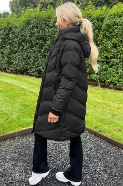 Black Long-Line Padded Coat