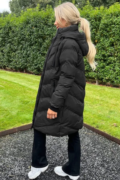 Black Long-Line Padded Coat
