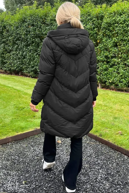 Black Long-Line Padded Coat