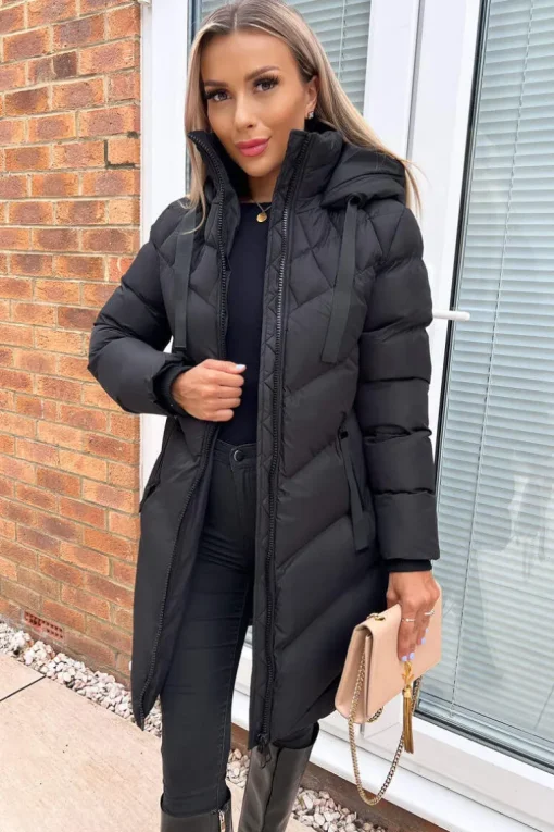 Black Long-Line Padded Coat