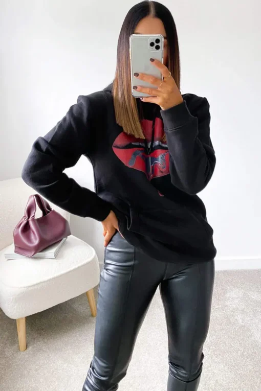 Black Red Lips Hoodie