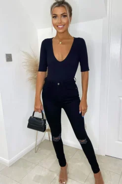 Black Ripped Knee Skinny Jeans