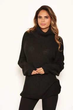 Black Roll Neck Knit Jumper