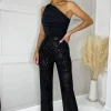 Black Sequin High Waist Trousers