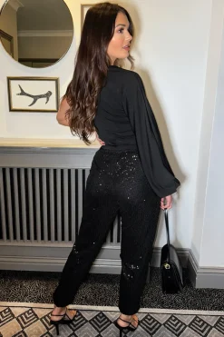 Black Sequin Jogger Trousers