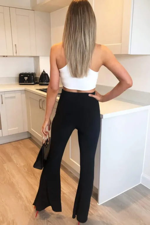 Black Slinky Flared Trousers