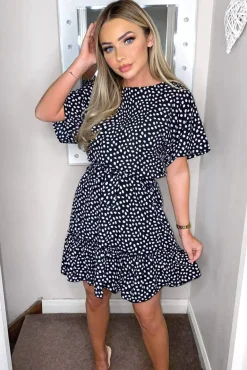 Black Spot Print Day Dress