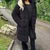 Black Teddy Panelled Long Coat