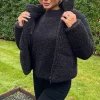 Black Teddy Panelled Short Coat