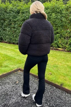 Black Teddy Panelled Short Coat