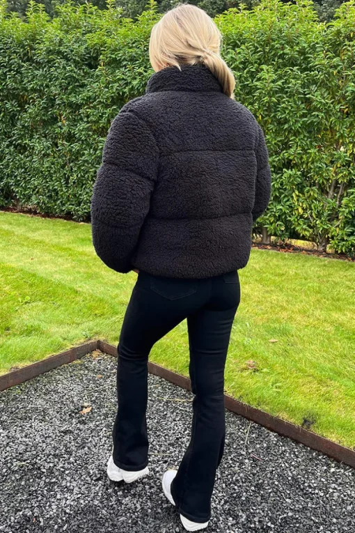 Black Teddy Panelled Short Coat