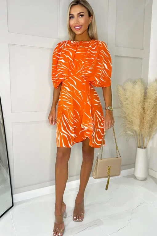 Blood Orange Printed Batwing Mini Dress