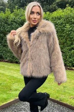 Brown Faux Fur Short Jacket