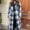 Chocolate Brushed Check Tie Belt Trench Coat