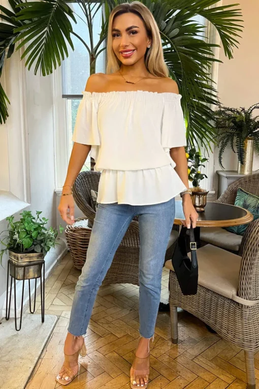 Cream Bardot Top