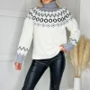 Cream Fairisle Roll Neck Knitted Jumper