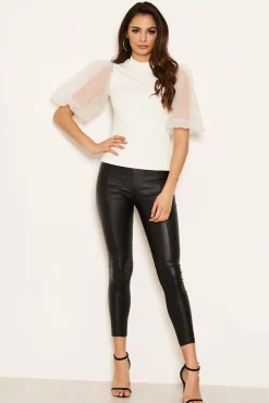 Cream Puff Sleeve Knitted Top