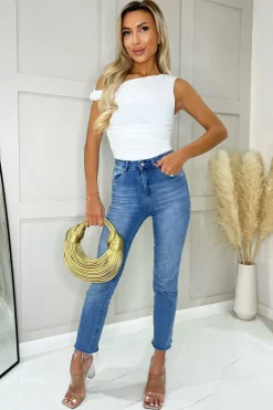 Cream Ruched Draped Bodysuit