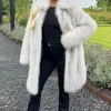Cream Tipped Faux Fur Long Jacket