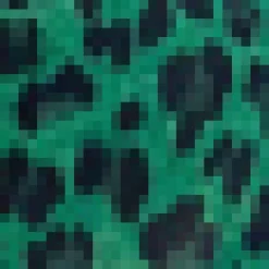 Green and Black Animal Print Puff Long Sleeve Midi Dress