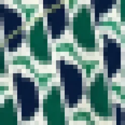Green and Navy Printed Wrap Top Midi Dress