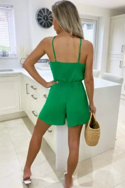 Green High Neck Playsuit