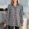 Grey Animal Print Long Sleeved Shirt