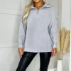 Grey Half Zip Knitted Jumper