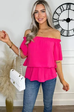 Hot Pink Bardot Top