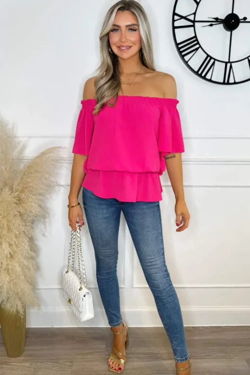 Hot Pink Bardot Top