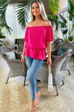 Hot Pink Bardot Top