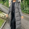 Khaki Faux Fur Hooded Longline Padded Coat